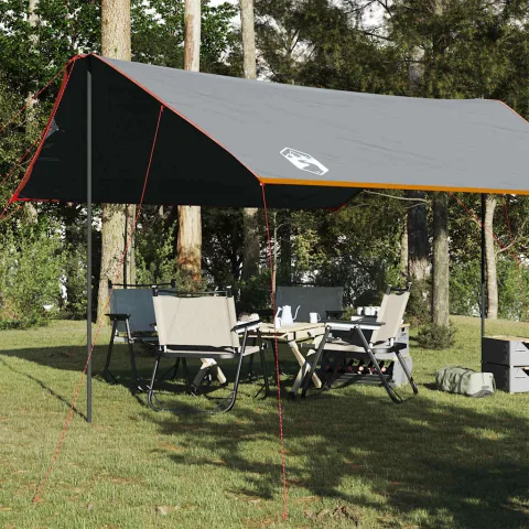 vidaXL Prelată de camping, gri și portocaliu, 460x305x210 cm, impermeabilă