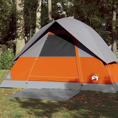vidaXL Cort de camping cupolă 3 persoane, gri și portocaliu, impermeabil