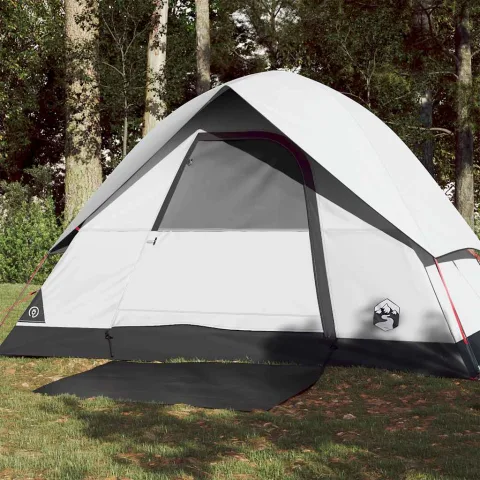 vidaXL Cort camping cupolă 3 persoane alb, țesătură opacă, impermeabil