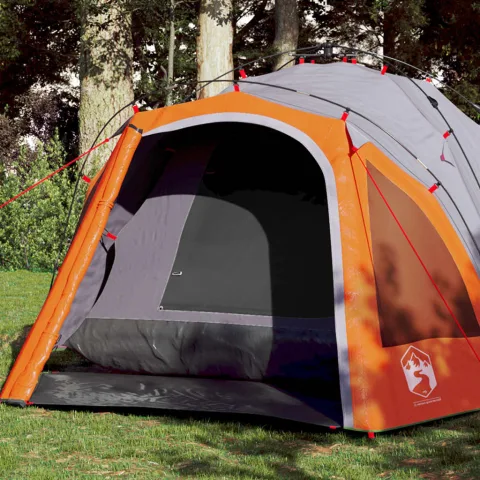 vidaXL Cort camping cupolă 3 persoane, gri/portocaliu, setare rapidă