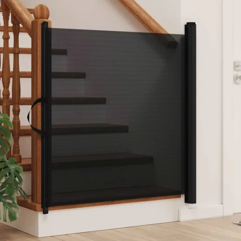 vidaXL Poartă retractabilă animale de companie, negru, 82,5x125 cm