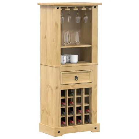 vidaXL Raft pentru vin „Corona” 56x35x134,5 cm, lemn masiv de pin