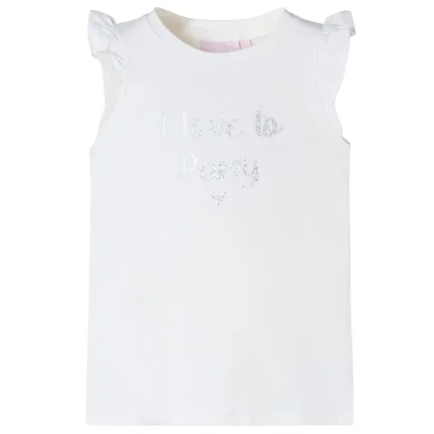 Tricou pentru copii cu mâneci cu volan, alb, 104