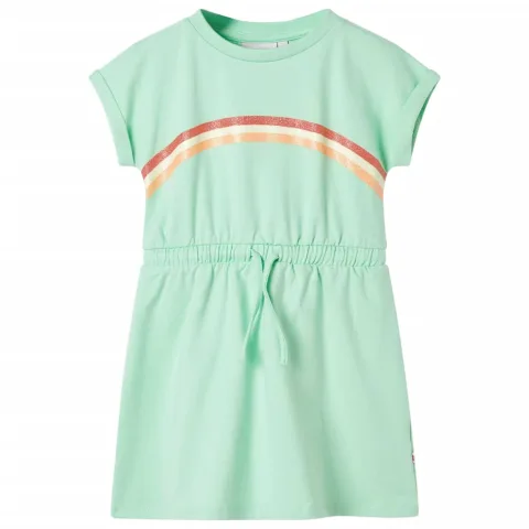 Rochie pentru copii cu șnur, verde aprins, 104
