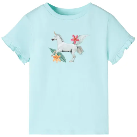 Tricou copii cu mâneci scurte, turcoaz deschis, 104