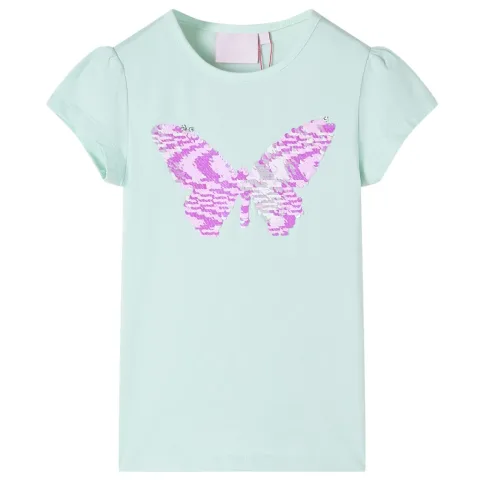 Tricou de copii mâneci tip șapcă, verde mentă, 128