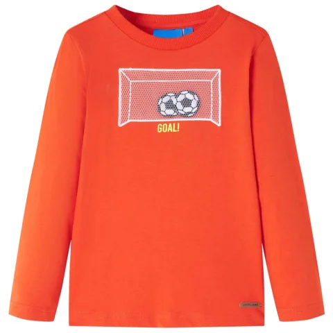 Tricou copii mâneci lungi, portocaliu aprins, 104