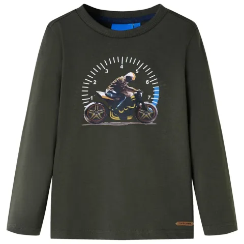 Tricou cu mâneci lungi pentru copii, kaki, 128