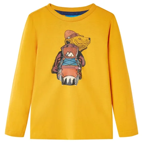 Tricou pentru copii cu mâneci lungi, ocru, 128
