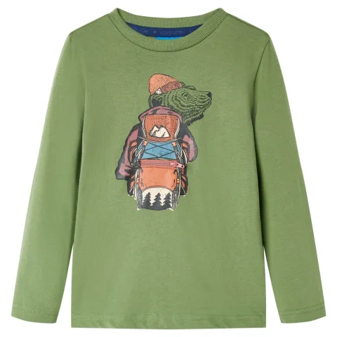 Tricou pentru copii cu mâneci lungi, kaki deschis, 104