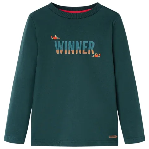 Tricou de copii cu mâneci lungi verde închis 104