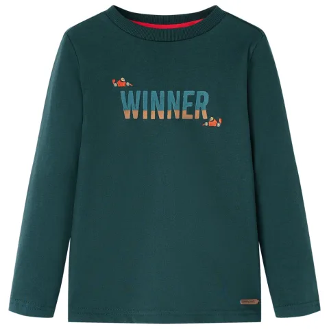 Tricou de copii cu mâneci lungi verde închis 116