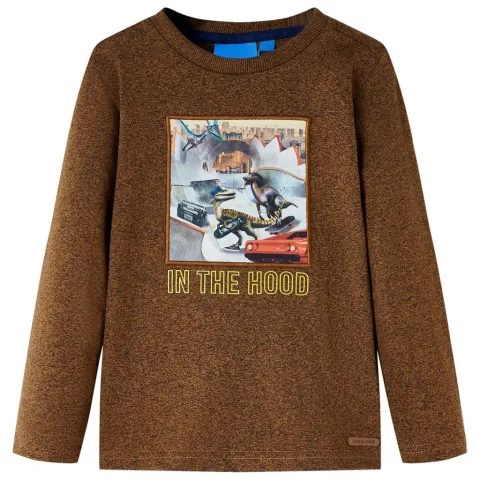 Tricou de copii cu mâneci lungi, coniac melanj, 104