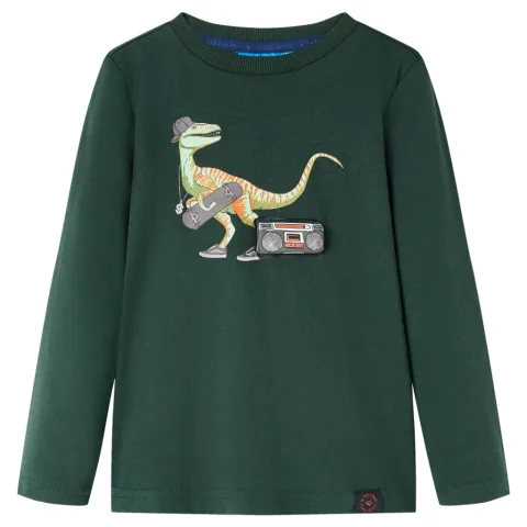 Tricou pentru copii cu mâneci lungi verde închis 104