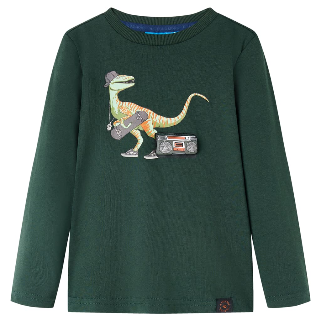 Tricou pentru copii cu mâneci lungi verde închis 104