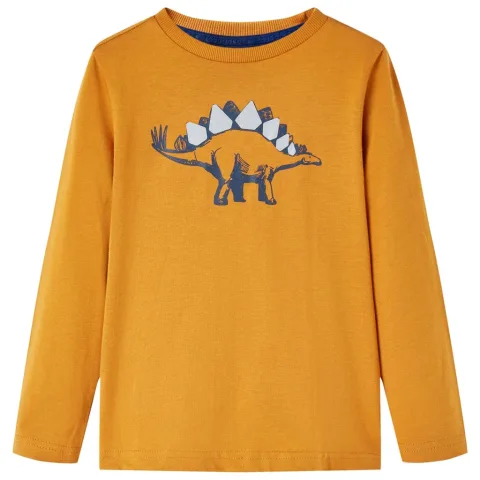 Tricou pentru copii cu mâneci lungi ocru închis 104
