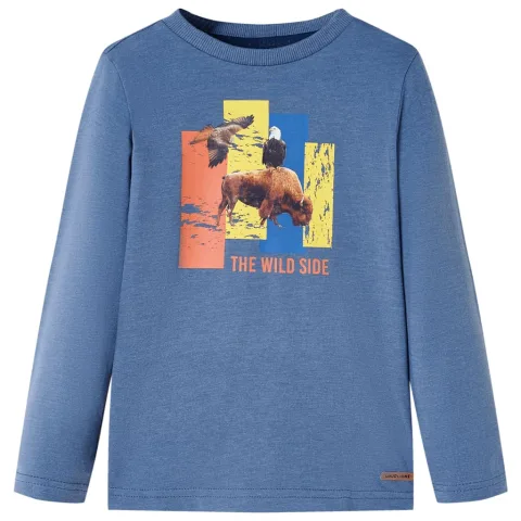 Tricou copii mâneci lungi albastru melanj 116