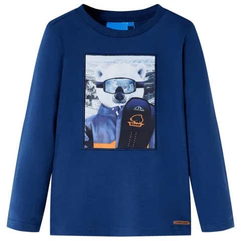 Tricou pentru copii cu mâneci lungi, bleumarin, 128