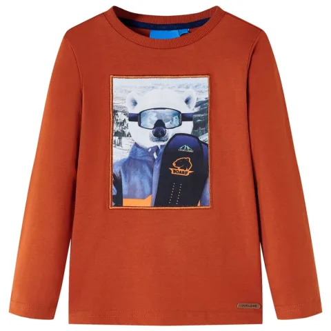 Tricou pentru copii cu mâneci lungi, ruginiu deschis, 116