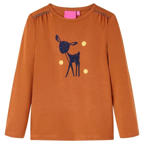 Tricou pentru copii cu mâneci lungi, coniac, 140