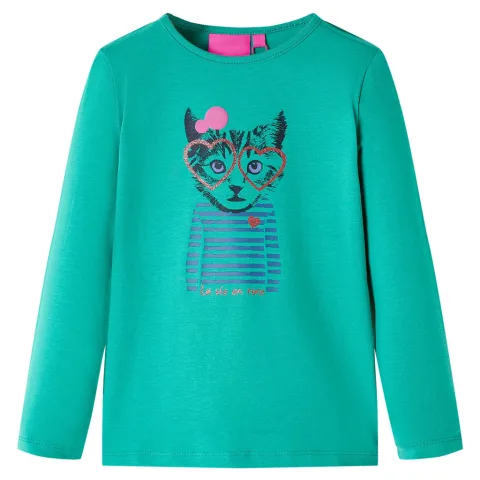 Tricou de copii cu mâneci lungi, verde aprins, 116