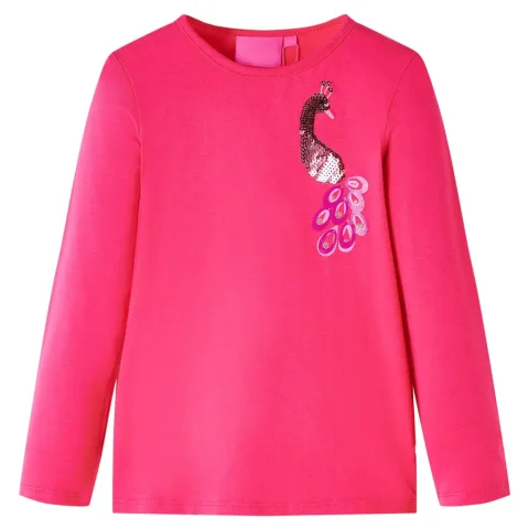 Tricou pentru copii cu mâneci lungi, roz aprins, 128