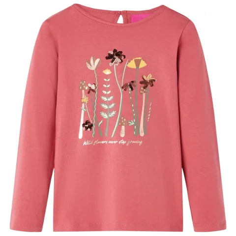 Tricou pentru copii cu mâneci lungi, roz antichizat, 104