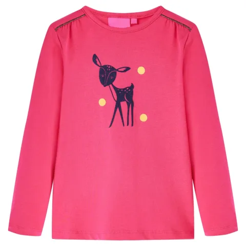 Tricou pentru copii cu mâneci lungi, roz aprins, 116