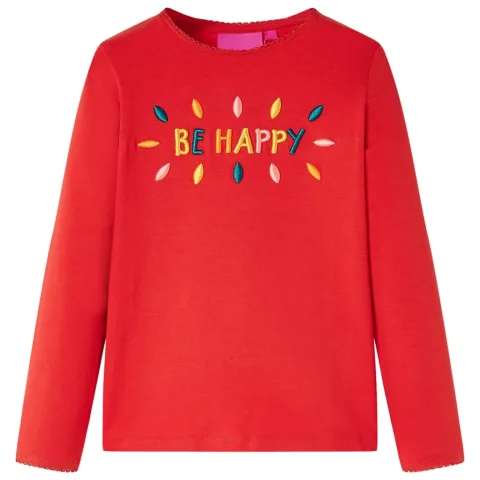 Tricou pentru copii cu mâneci lungi, roșu, 128