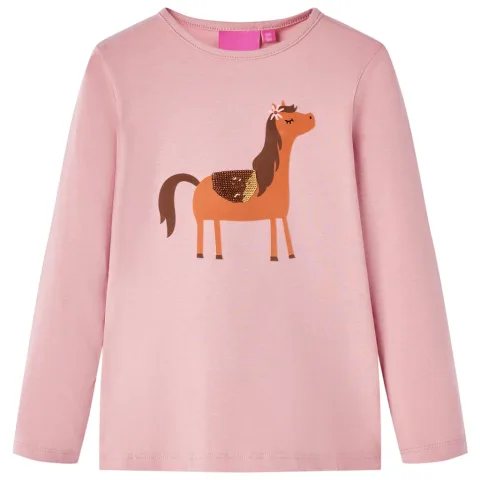 Tricou pentru copii cu mâneci lungi, roz deschis, 116