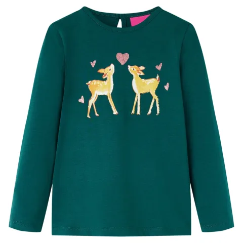 Tricou de copii cu mâneci lungi verde închis 92