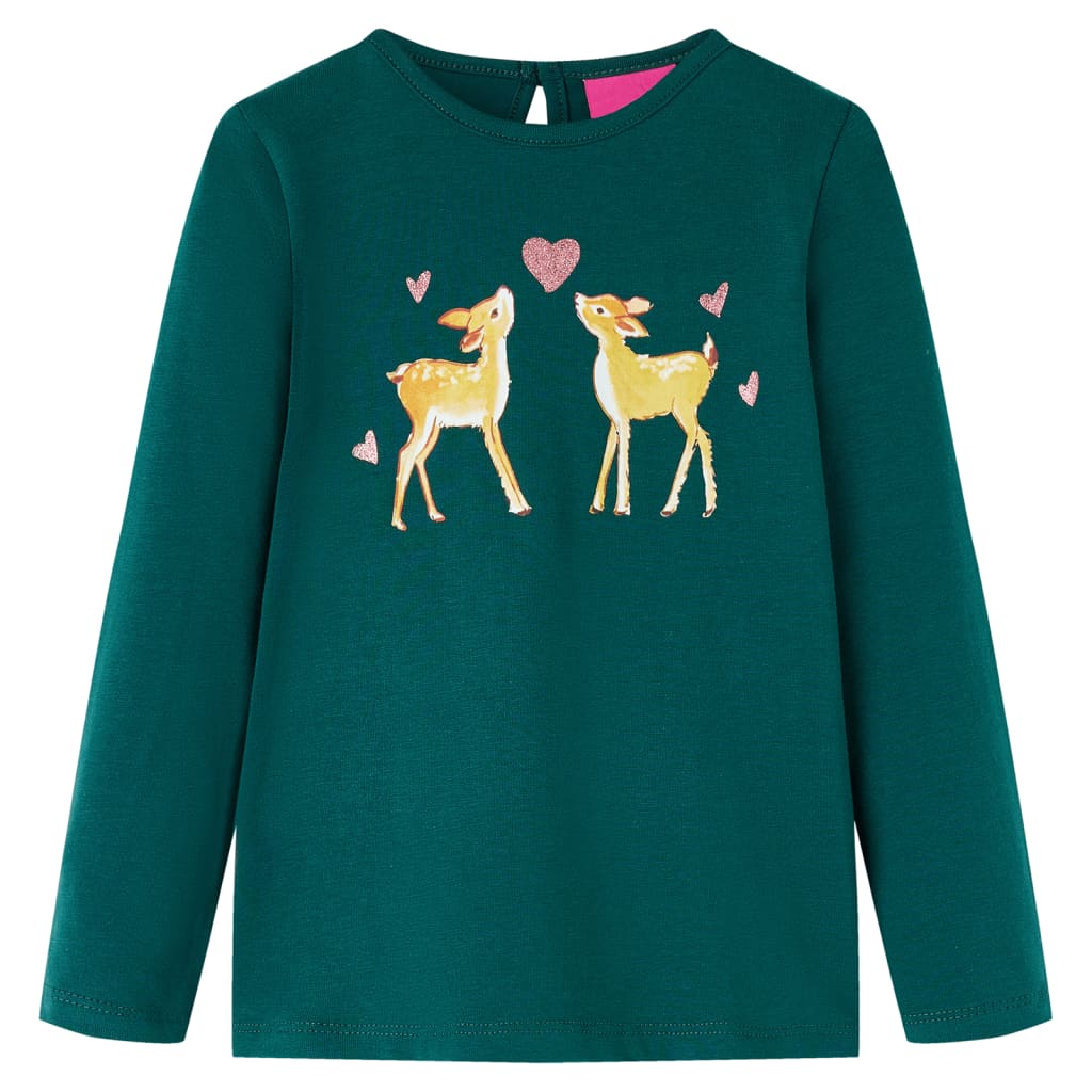 Tricou de copii cu mâneci lungi verde închis 140
