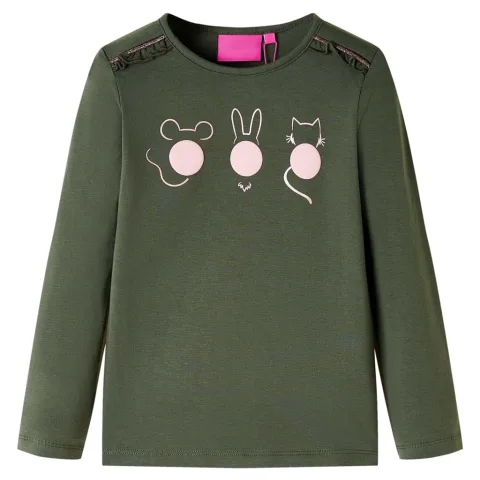 Tricou pentru copii cu mâneci lungi, kaki, 128
