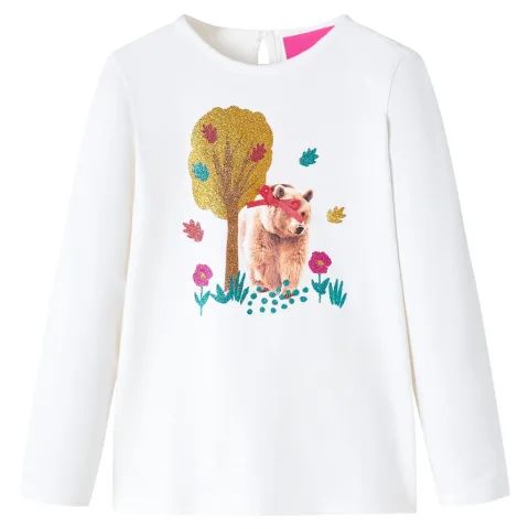 Tricou pentru copii cu mâneci lungi, ecru, 128