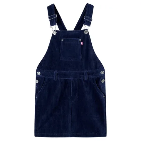 Rochie salopetă pentru copii, velur, bleumarin, 104
