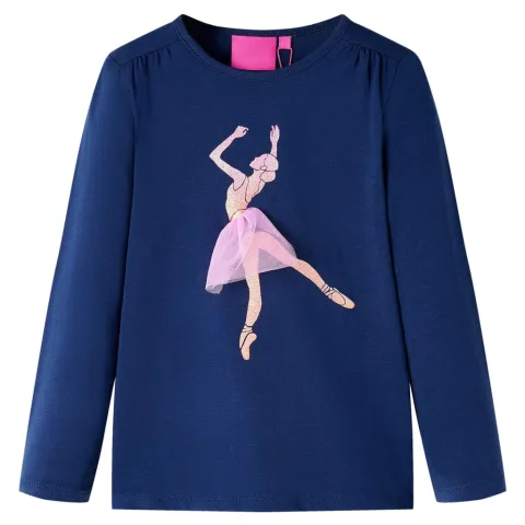 Tricou de copii cu mâneci lungi, bleumarin, 92