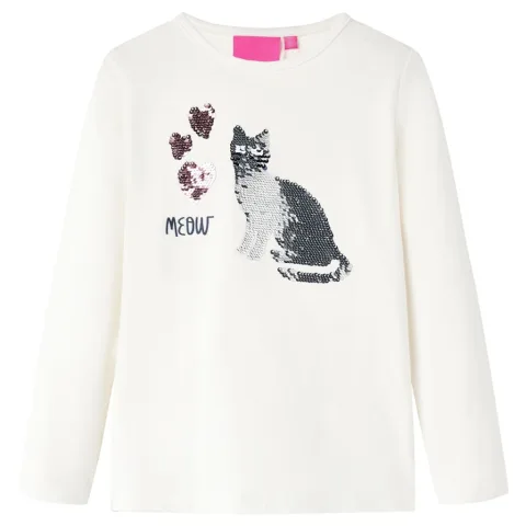 Tricou de copii cu mâneci lungi, ecru, 128