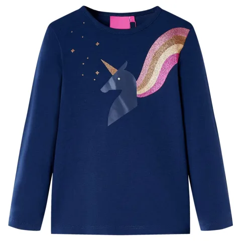 Tricou pentru copii cu mâneci lungi, bleumarin, 128