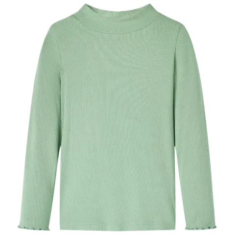 Tricou de copii cu mâneci lungi, guler tunică, verde mentă închis, 128