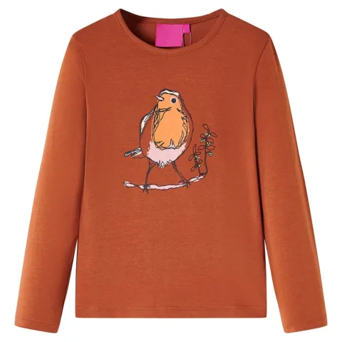 Tricou pentru copii cu mâneci lungi, coniac, 116