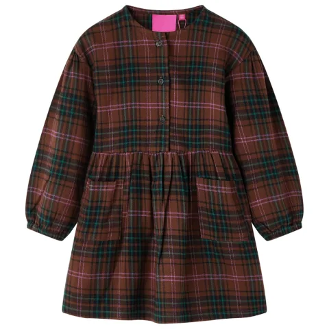 Rochie pentru copii cu mâneci lungi, coniac, 128