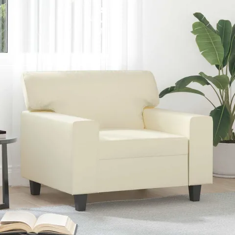 vidaXL Canapea de o persoană, crem, 60 cm, piele ecologică