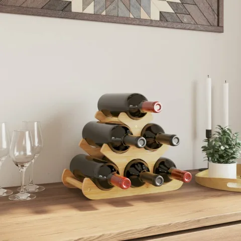 vidaXL Raft de vin, pentru 6 sticle, 35x18x25,5 cm, bambus