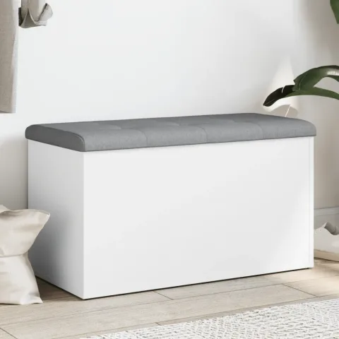 vidaXL Bancă de depozitare albă 82x42x45 cm, lemn stratificat