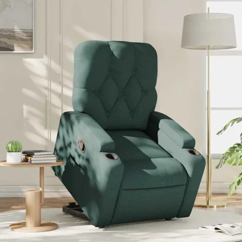 vidaXL Fotoliu rabatabil ridicare pe verticală, verde închis, textil