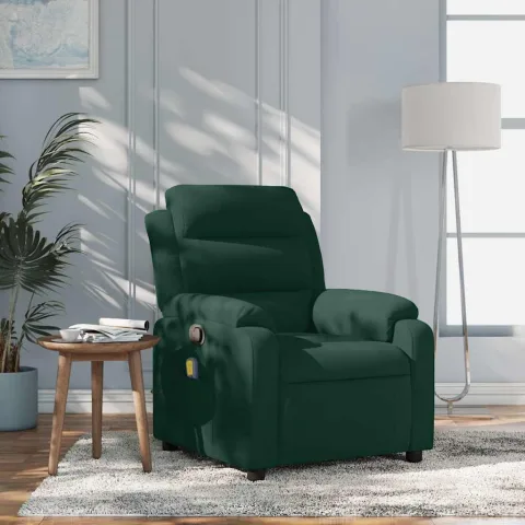 vidaXL Fotoliu reclinabil cu masaj, verde închis, catifea