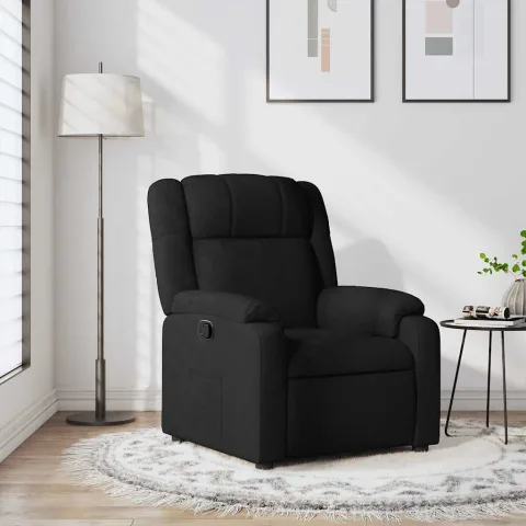 vidaXL Fotoliu rabatabil din material textil negru