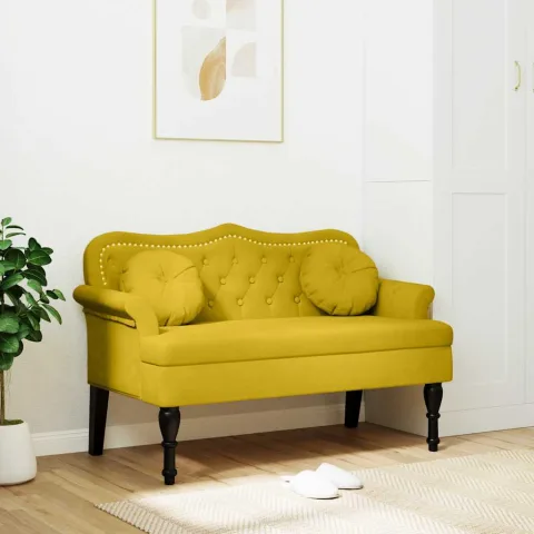 vidaXL Banchetă cu perne, galben, 120,5x65x75 cm, catifea