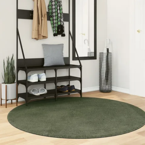 vidaXL Covor HUARTE, fir scurt, moale și lavabil, verde pădure Ø 160cm