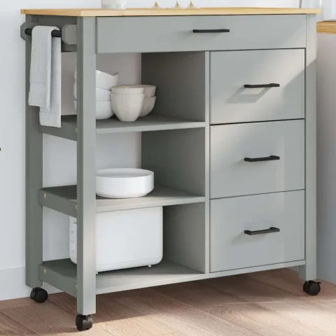 vidaXL Cărucior de bucătărie „MONZA”, 84x40x88,5 cm, lemn masiv de pin